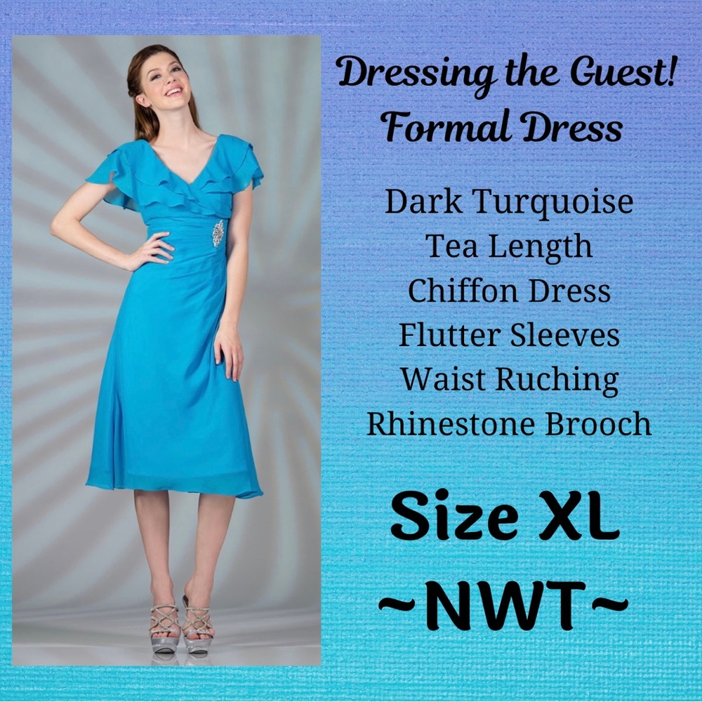 Women’s Turquoise Blue Ruffle Formal Party Dress NWT Size XL